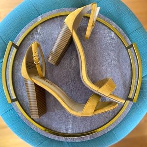 Lulu’s Taylor Suede Ankle Strap Heels, size 8, yellow